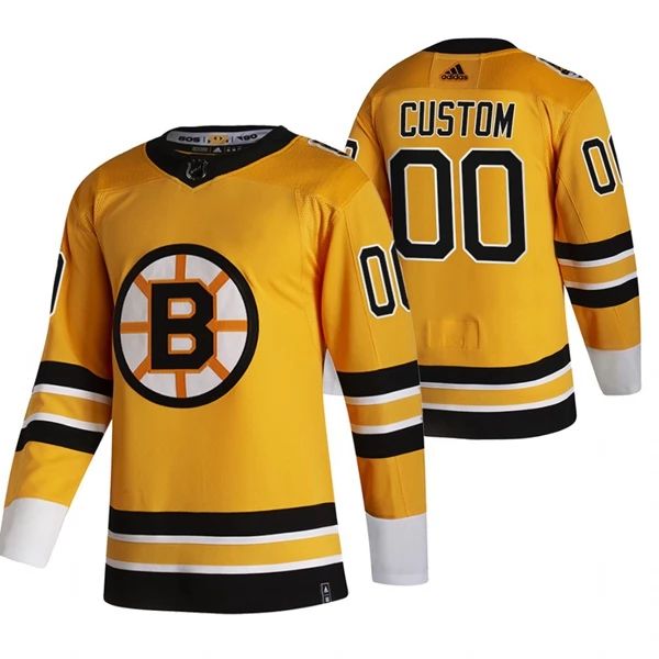 Kinder NHL Boston Bruins Eishockey Trikot Benutzerdefinierte 2022 Reverse Retro Gelb Authentic